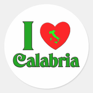 Pegatina Redonda Amo Calabria Italia