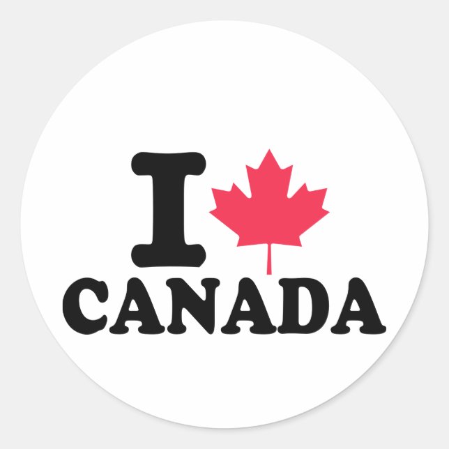 Pegatina Redonda Amo Canadá (Anverso)