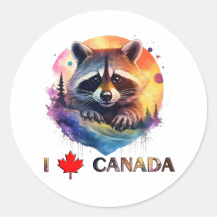 Pegatina Redonda Amo Canadá