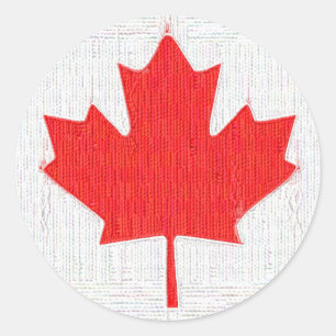 Pegatina Redonda ¡Amo Canadá! Diseño de estilete de bandera canadie