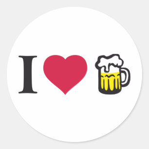 Pegatina Redonda Amo cerveza 2c