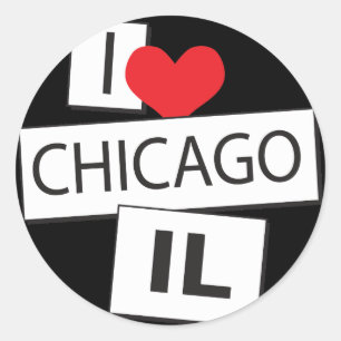 Pegatina Redonda Amo Chicago IL