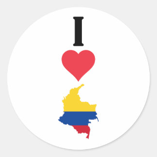 Pegatina Redonda Amo Colombia Vertical I Heart Country Flag Map