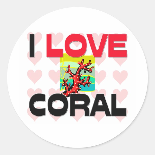 Pegatina Redonda Amo Coral (Anverso)