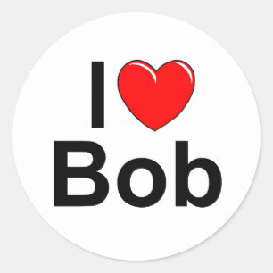 Pegatina Redonda Amo (corazón) a Bob