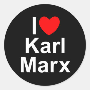 Pegatina Redonda Amo (corazón) a Karl Marx