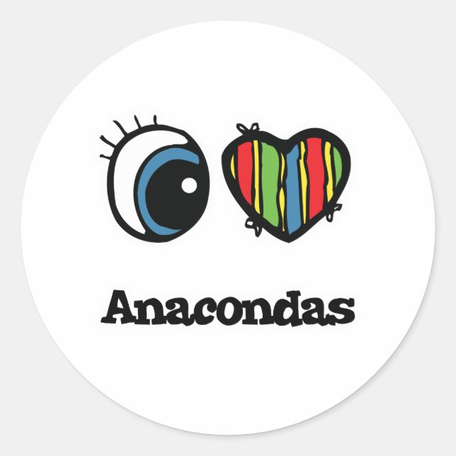 Pegatina Redonda Amo (Corazón) a las Anacondas (Anverso)