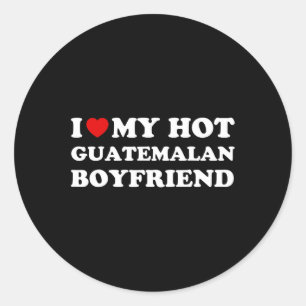 Pegatina Redonda Amo (corazón) a mi novio guatemalteco caliente Val