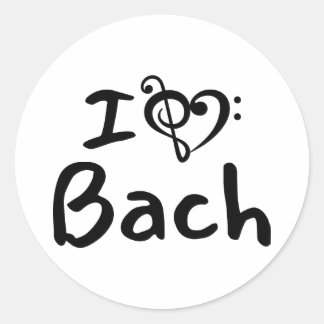 Pegatina Redonda Amo corazón Bach Música Clásica Texto Negro