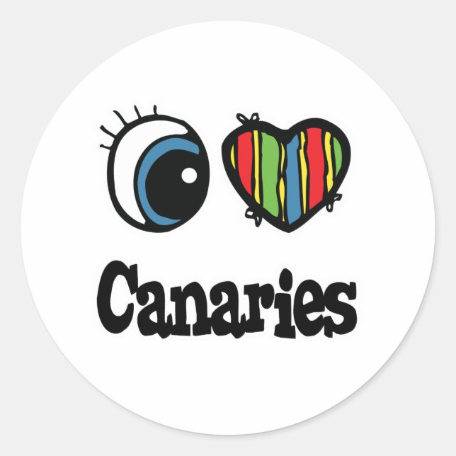 Pegatina Redonda Amo (Corazón) Canarios (Anverso)