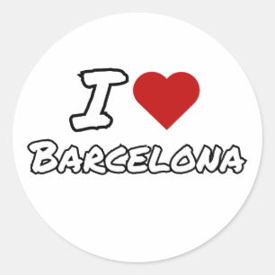 Pegatina Redonda Amo corazón ciudad Barcelona