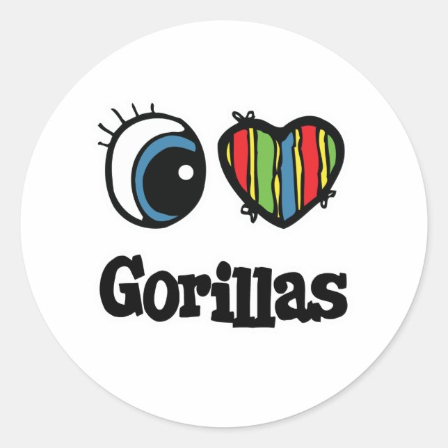 Pegatina Redonda Amo (Corazón) Gorilas (Anverso)