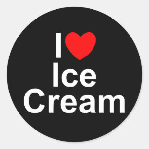 Pegatina Redonda Amo (Corazón) Helado Crema