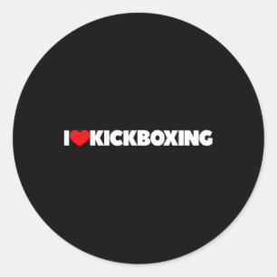 Pegatina Redonda Amo (corazón) Kickboxing