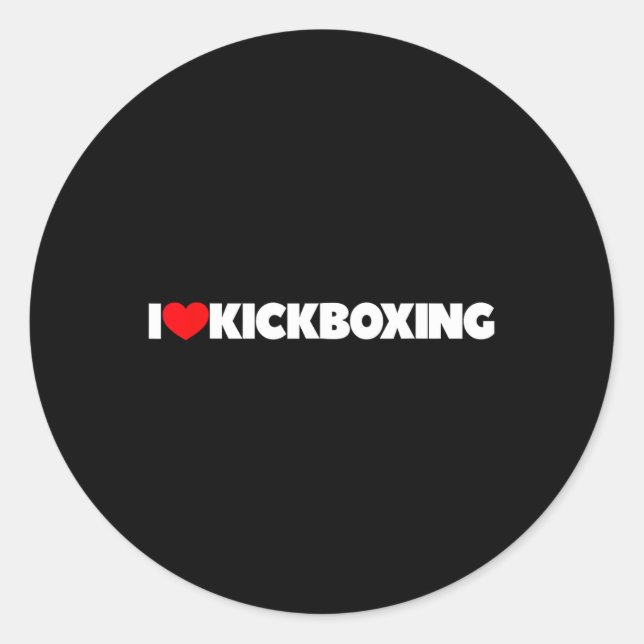 Pegatina Redonda Amo (corazón) Kickboxing (Anverso)