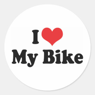 Pegatina Redonda Amo corazón mi bicicleta - Amante de bicicleta mot