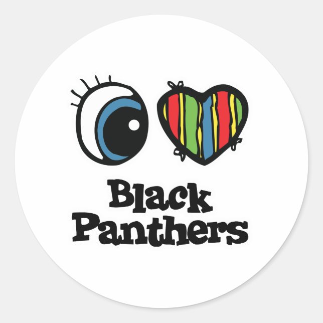 Pegatina Redonda Amo (Corazón) Panteras negras (Anverso)