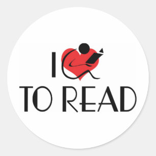 Pegatina Redonda Amo corazón para leer - Amante de los libros