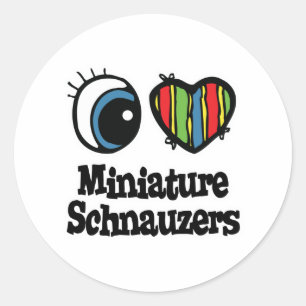 Pegatina Redonda Amo (Corazón) Schnauzers Miniatura