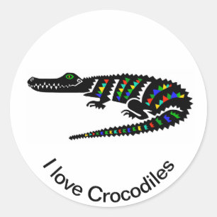 Pegatina Redonda Amo CROCODILES - Reptile - Vida silvestre - Estado