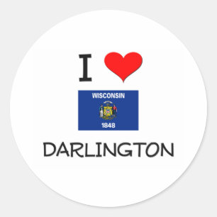 Pegatina Redonda Amo Darlington Wisconsin