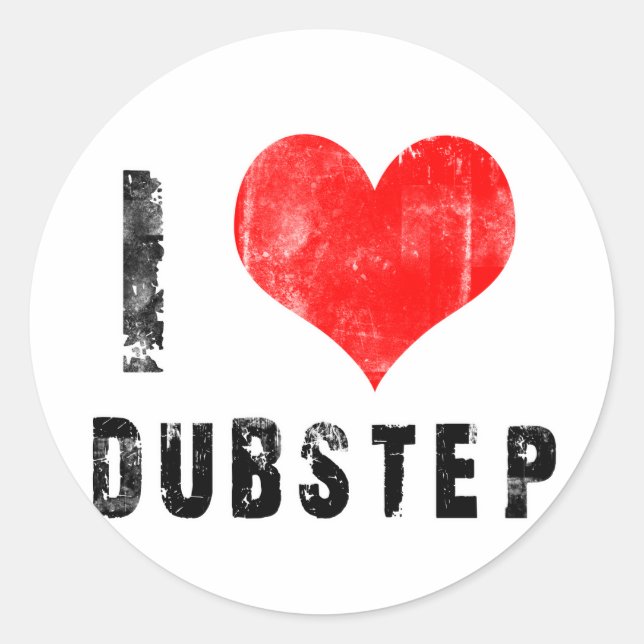 Pegatina Redonda Amo Dubstep (Anverso)