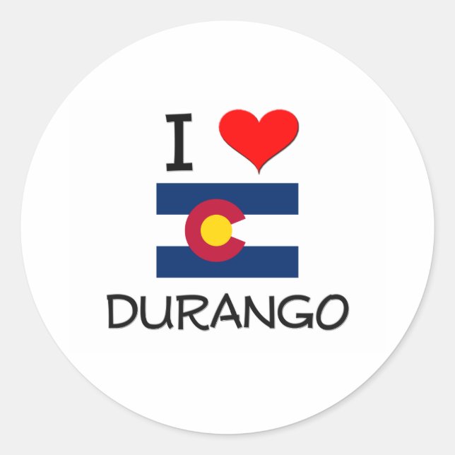 Pegatina Redonda Amo DURANGO Colorado (Anverso)