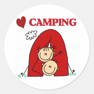Pegatina Redonda Amo el acampar