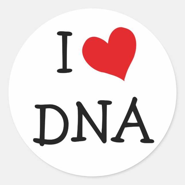 Pegatina Redonda Amo el ADN (Anverso)