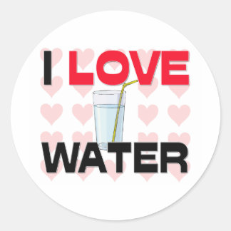 Pegatina Redonda Amo El Agua