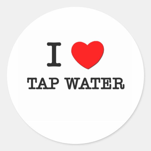 Pegatina Redonda Amo El Agua De Tap (Anverso)