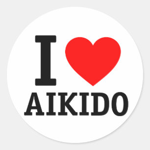Pegatina Redonda Amo el Aikido