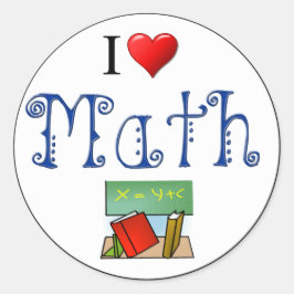 Pegatina Redonda Amo el aula de libros de matemáticas