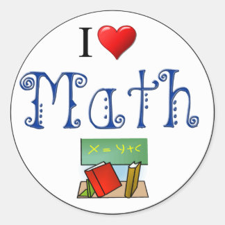 Pegatina Redonda Amo el aula de libros de matemáticas