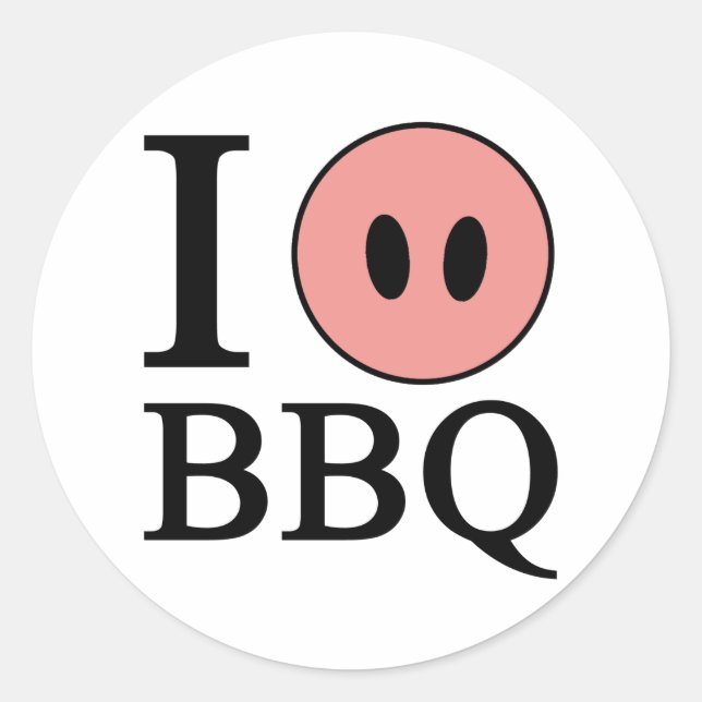 Pegatina Redonda Amo el Bbq (Anverso)