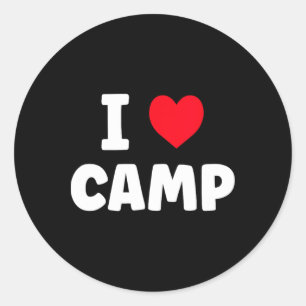 Pegatina Redonda Amo el campamento de verano Glamping