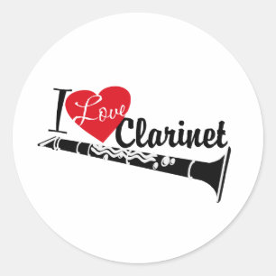 Pegatina Redonda Amo el Clarinet