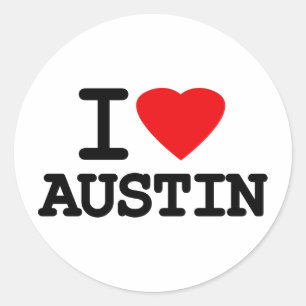 Pegatina Redonda Amo el Corazón Austin Texas