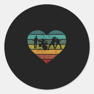 Pegatina Redonda Amo el corazón vintage de la banda musical de los