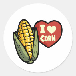 Pegatina Redonda Amo El Corn