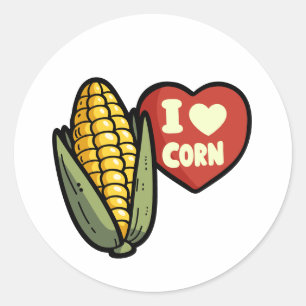 Pegatina Redonda Amo El Corn