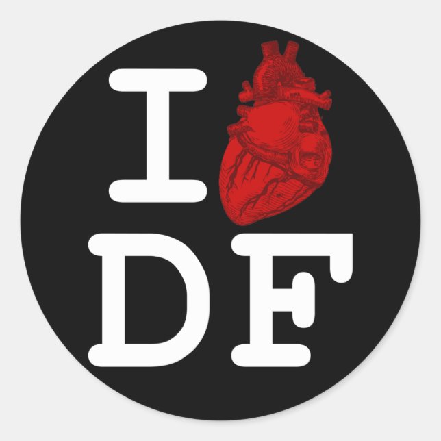 Pegatina Redonda Amo el DF (Anverso)