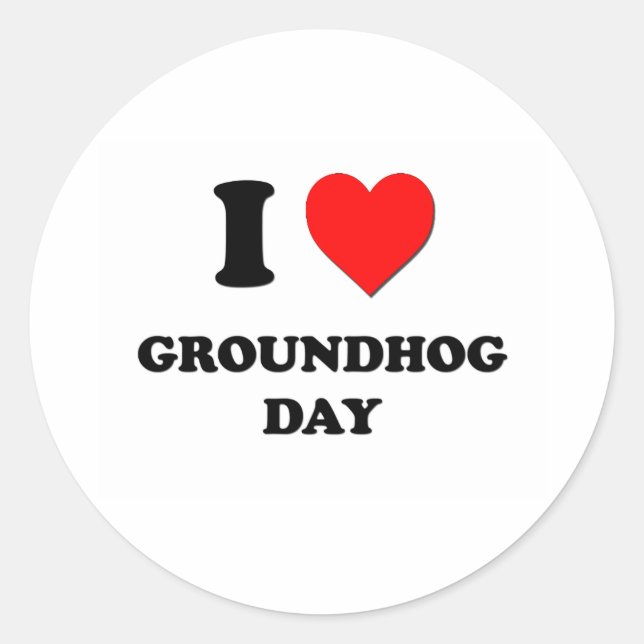 Pegatina Redonda Amo el Día de la Marmota (Anverso)