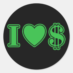 Pegatina Redonda Amo El Dinero
