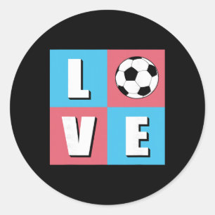 Pegatina Redonda Amo el fútbol Fútbol para jugadores entrenadores y