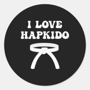 Pegatina Redonda Amo el Hapkido Boxeo Asiático Jiujitsu Kickboxing 
