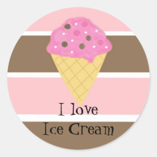 Pegatina Redonda Amo El Helado