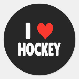 Pegatina Redonda Amo el hockey - Corazón Portero Delantero Mamá de
