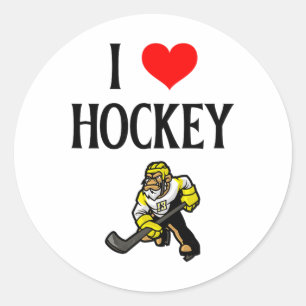Pegatina Redonda Amo el Hockey Me Encanta el Hockey Divertido Amor