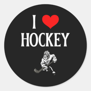 Pegatina Redonda Amo el hockey Me encanta el hockey divertido amor